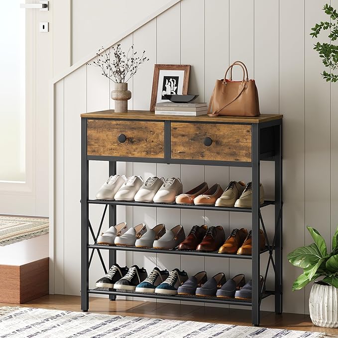 4-layer shoe rack with drawers