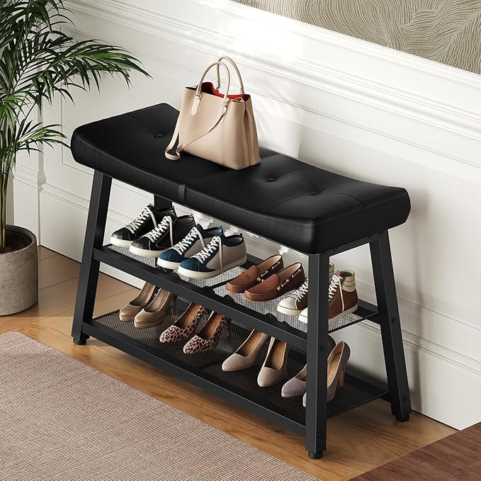 Three-tier shoe bench
