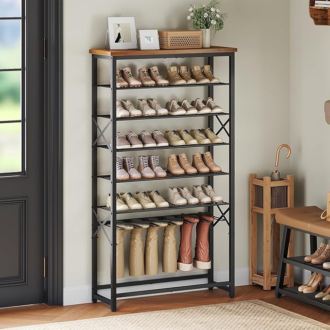 7-tier freestanding wide shoe rack