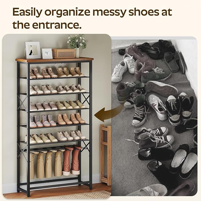 7-tier freestanding wide shoe rack