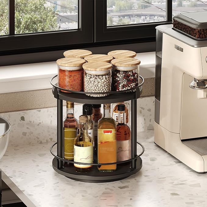 Double-layer spice turntable storage rack