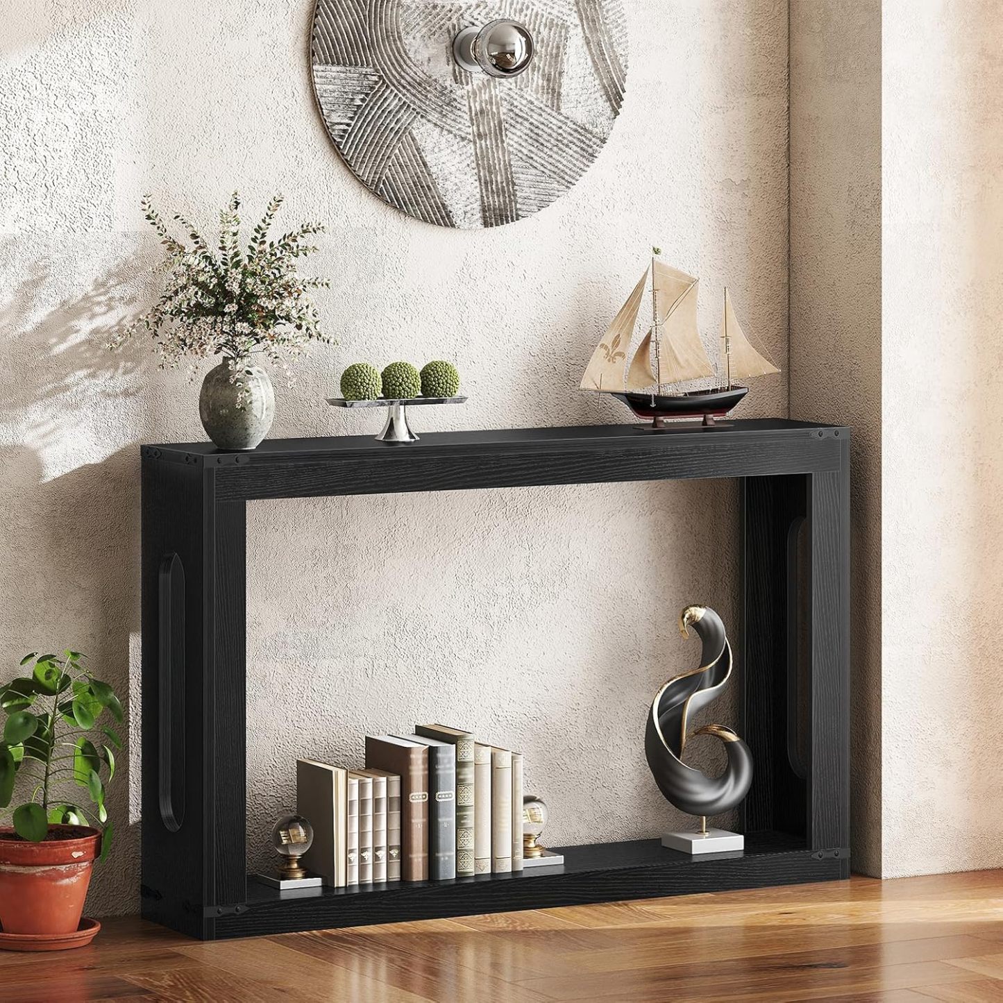 Industrial style wooden console table