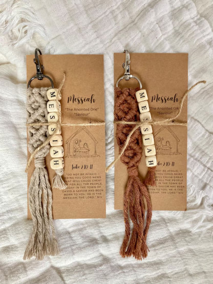 Praise His Name Macrame Keychains