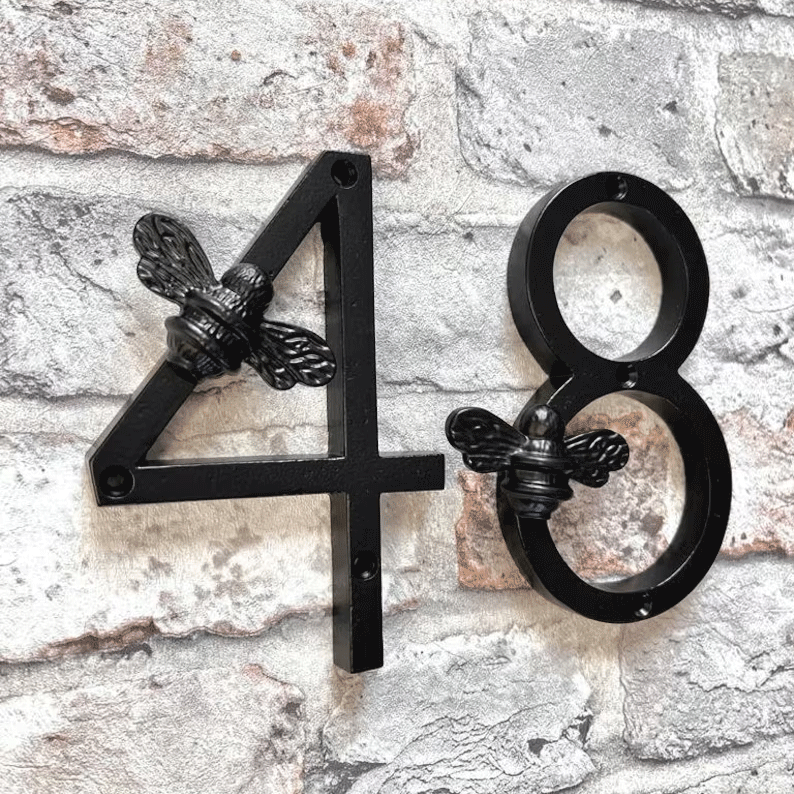 Bee House Number Sign