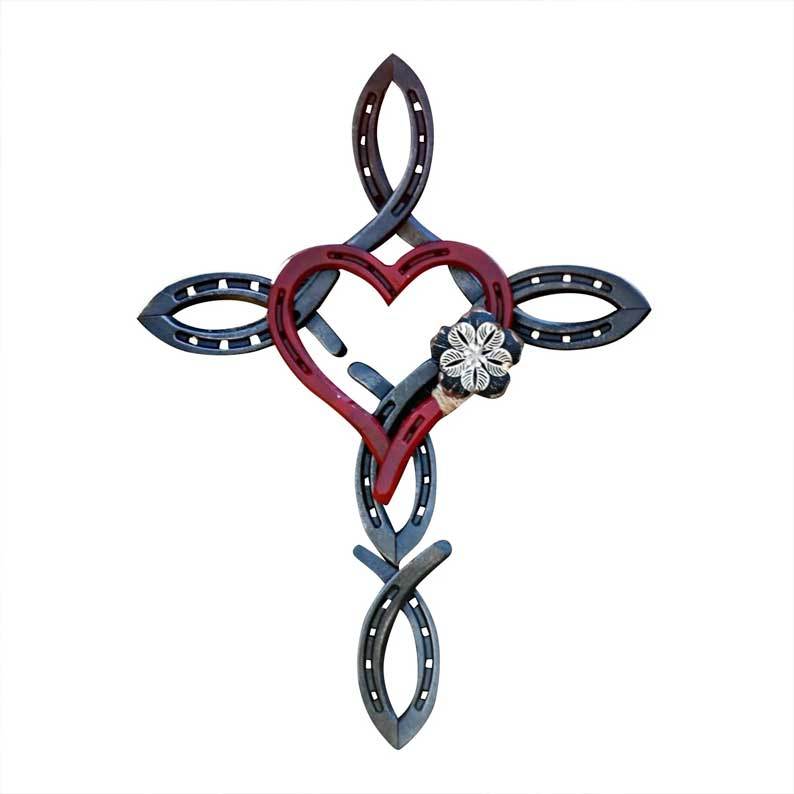 💕Natural Horseshoe Cross with Heart