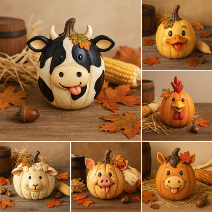 Farm Animal Pumpkin Figurines