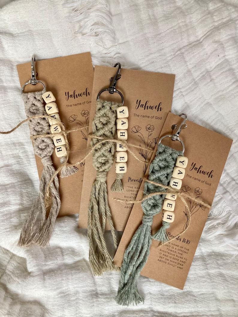 Praise His Name Macrame Keychains