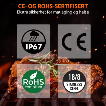 Grillpar BQ-60 – Trådløs Bluetooth-temperaturmåler for biff, røyking og grilling