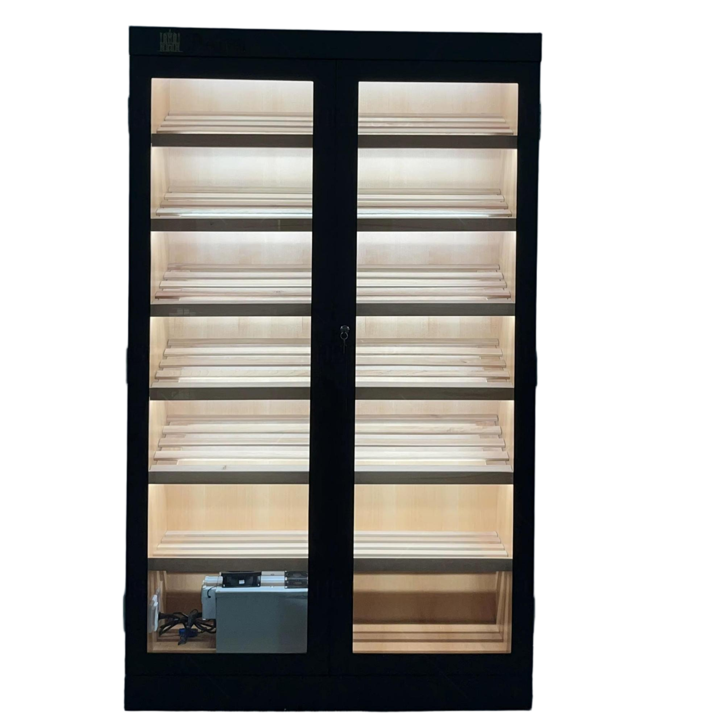 Black Spanish Cedar Double-Door Cigar Cabinet