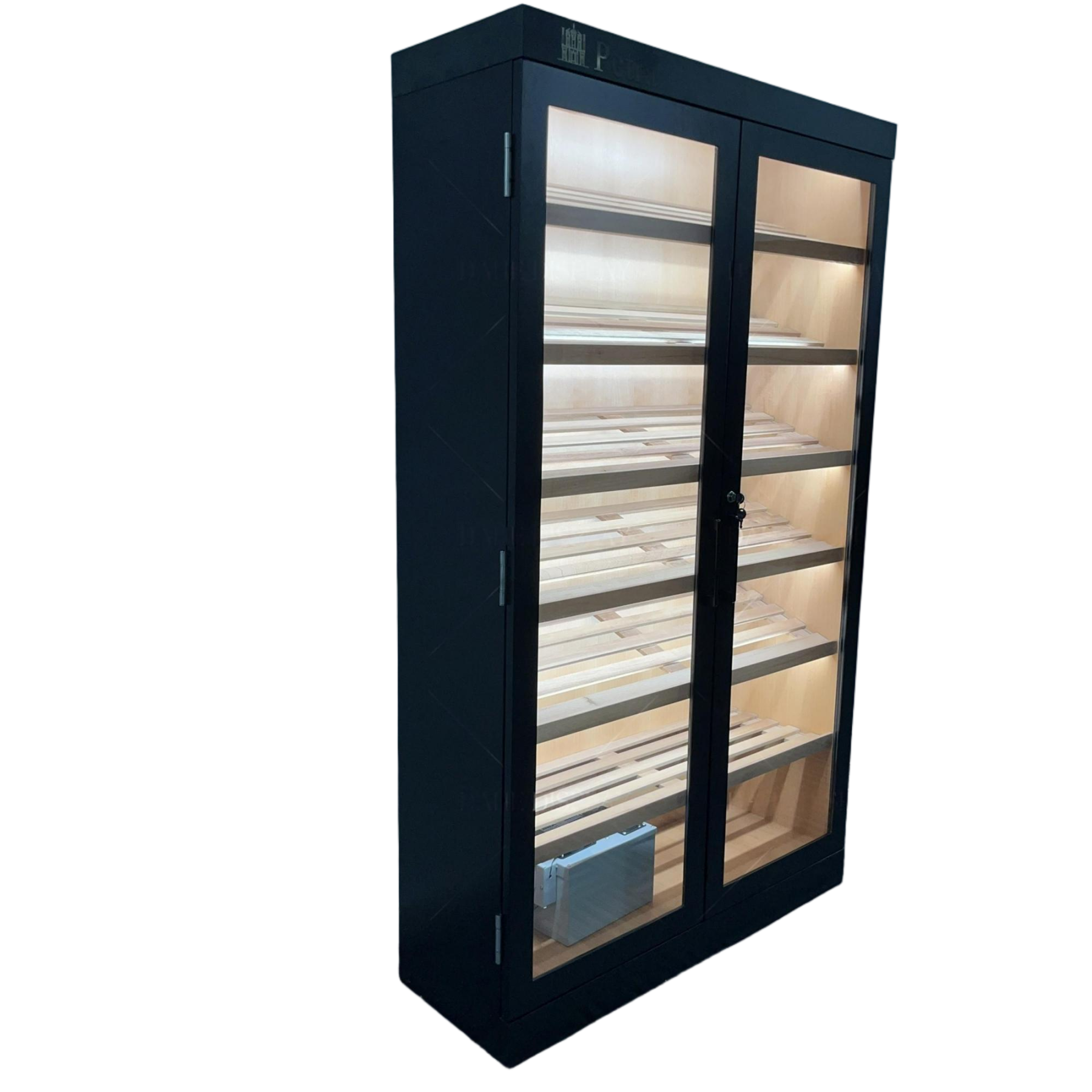 Black Spanish Cedar Double-Door Cigar Cabinet