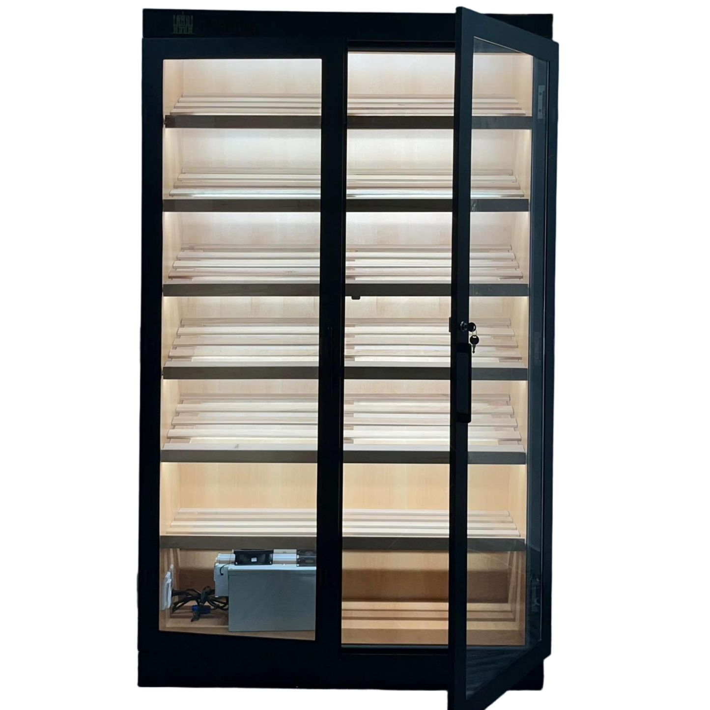 Black Spanish Cedar Double-Door Cigar Cabinet