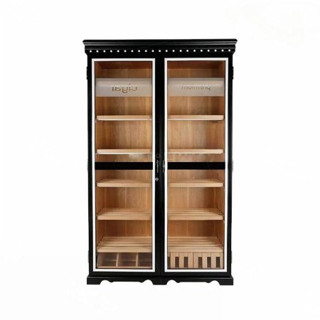 Black Spanish Cedar Double-Door Cigar Cabinet