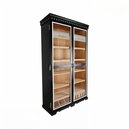 Black Spanish Cedar Double-Door Cigar Cabinet