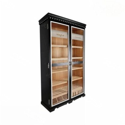 Black Spanish Cedar Double-Door Cigar Cabinet