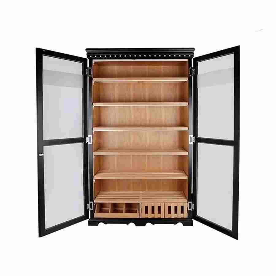 Black Spanish Cedar Double-Door Cigar Cabinet