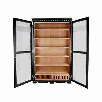 Black Spanish Cedar Double-Door Cigar Cabinet