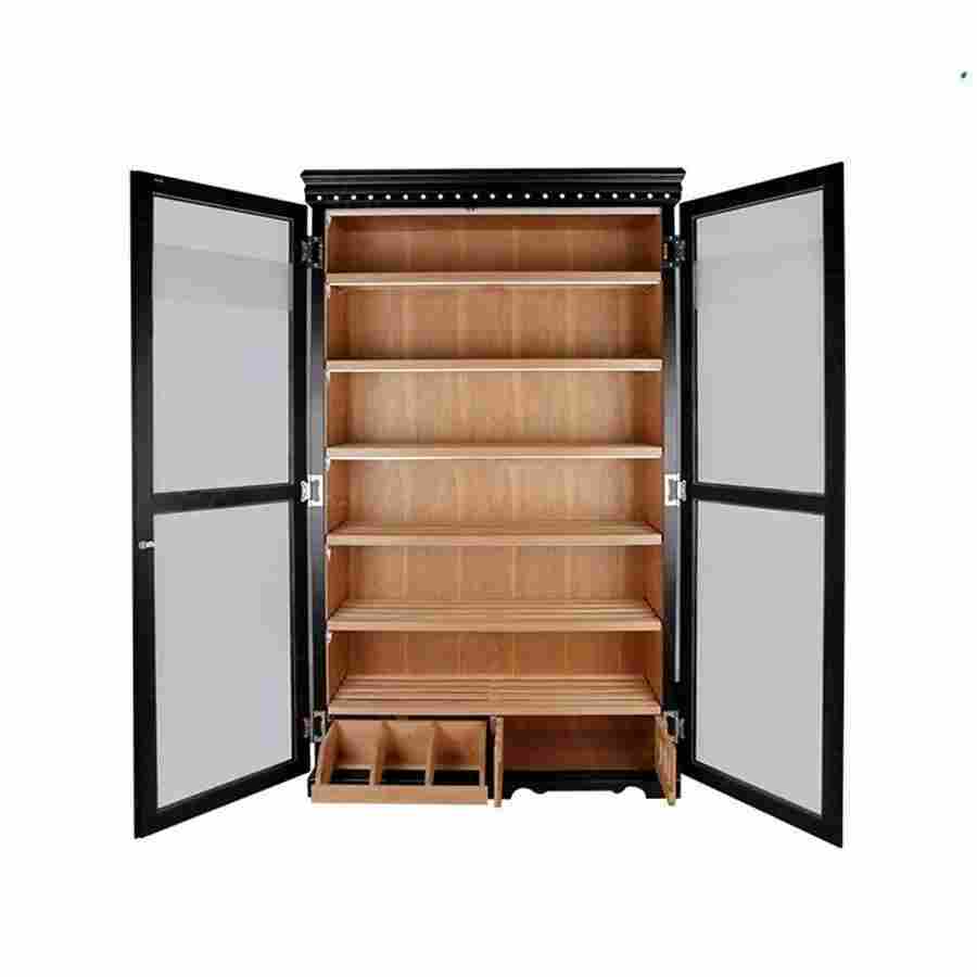 Black Spanish Cedar Double-Door Cigar Cabinet
