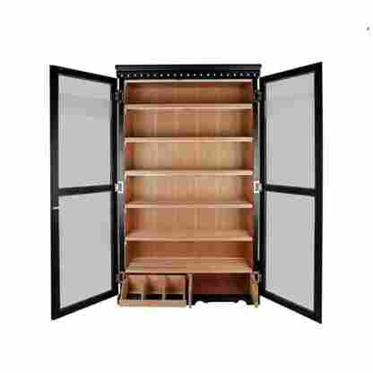 Black Spanish Cedar Double-Door Cigar Cabinet