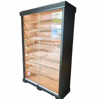 Black Spanish Cedar Sliding-Door Cigar Cabinet