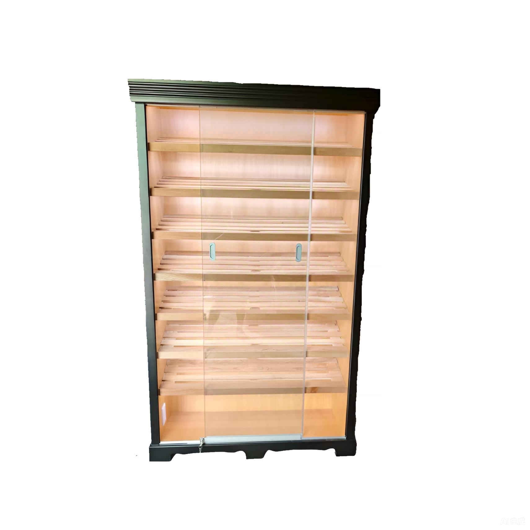 Black Spanish Cedar Sliding-Door Cigar Cabinet