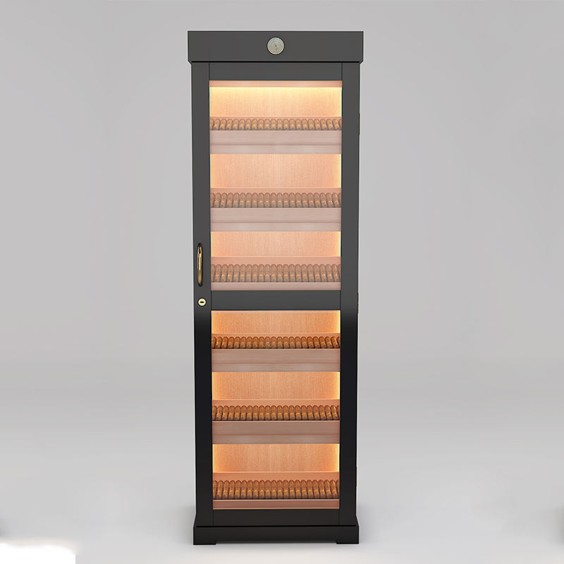 Single-Door Black Spanish Cedar Cigar Cabinet