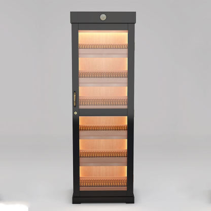Single-Door Black Spanish Cedar Cigar Cabinet