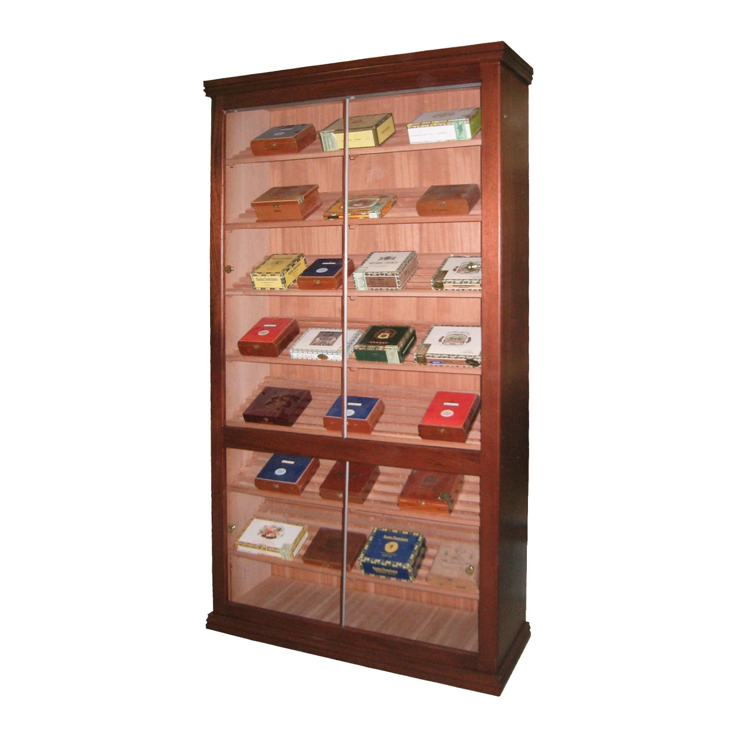Segmented Sliding Tray Cigar Cabinet