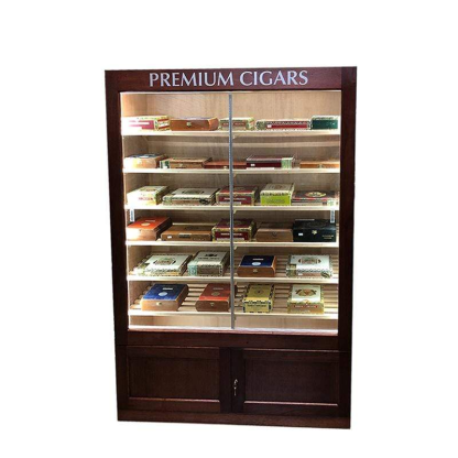 Segmented Sliding Tray Cigar Cabinet