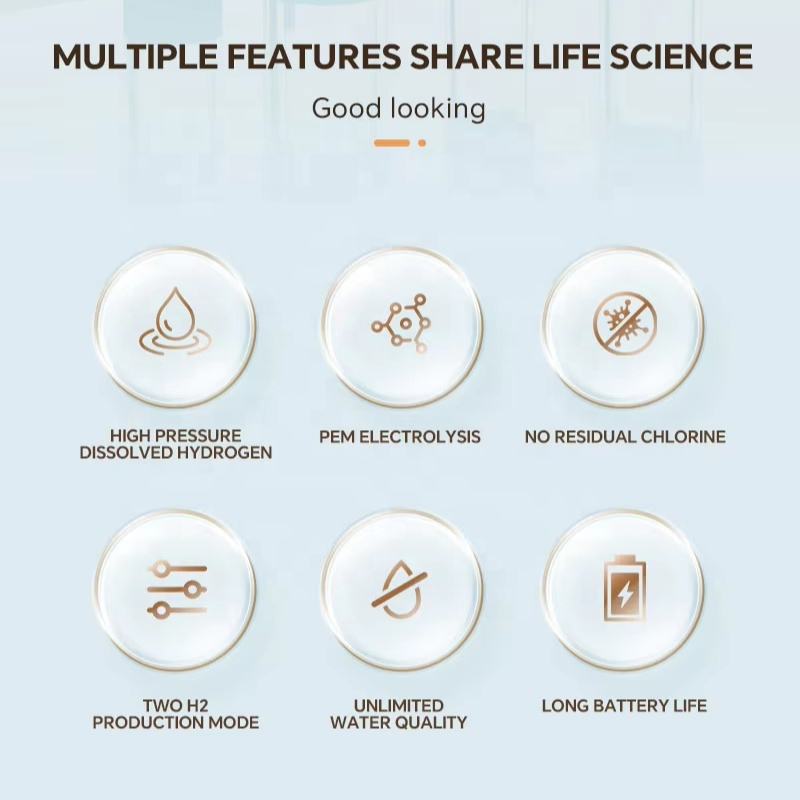 Factory Wholesale Hydrogen Water Bottles 270ml SPE Pem Water Electrolysis Hydrogen Generator Hydrogen Rich Ionizer Water Bottle Support Custom ABS-FQ-07A