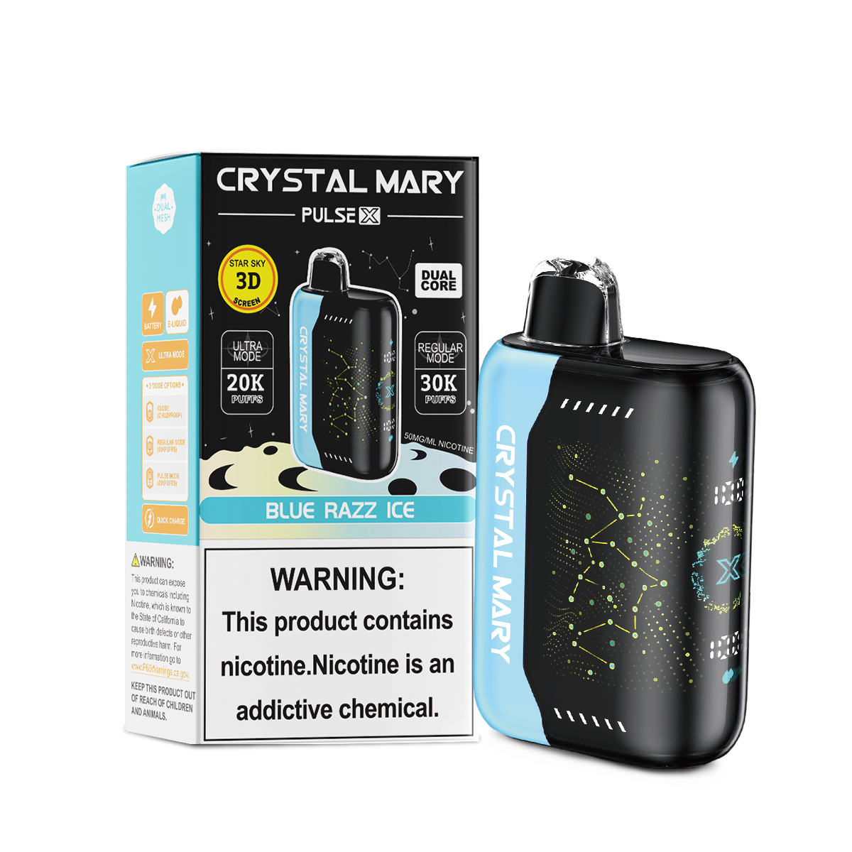 CRYSTAL MARY PulseX | 20K/30K Dual-Mode Disposable E-Cigarette | VPU Security System | 10 Popular Flavors