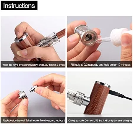 kamry k1000 Plus Atomizer 2ml Empty Tank for Wood Color e-cig Pipe