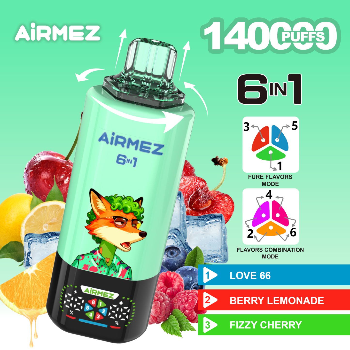 Airmez FOX 140000 Puffs 6 IN 1