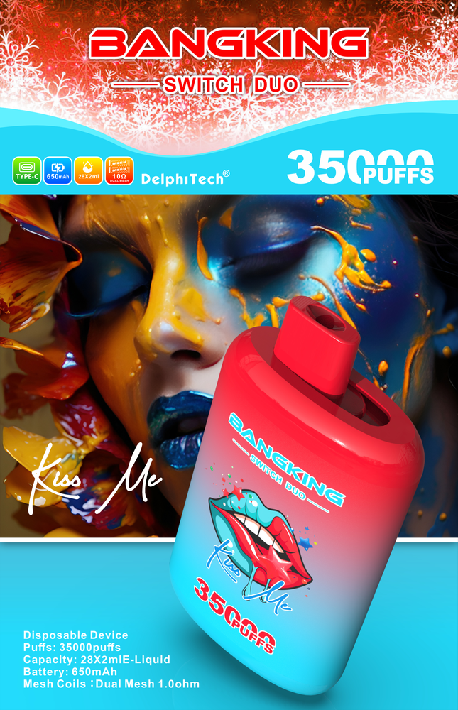 BANG KING 35K Puffs DSK045 Dual Falvor Switch Duo Screen Low Nicotine Bulk Buy Original Rechargeable Disposable Vapes Wholesale