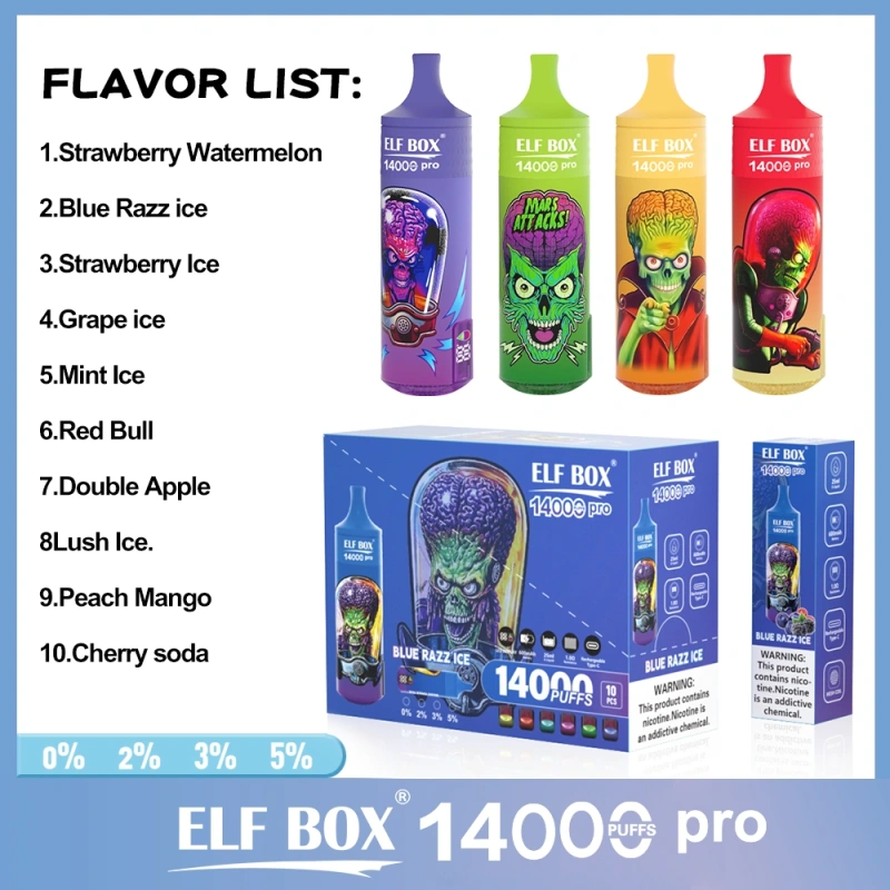 ELF BOX RGB 14000 Pro Disposable Vape Pen | 14000 Puffs | Mesh Coil | LED Display | RGB Light | 0% 2% 3% 5% Nicotine Wholesale - CloudovaVape