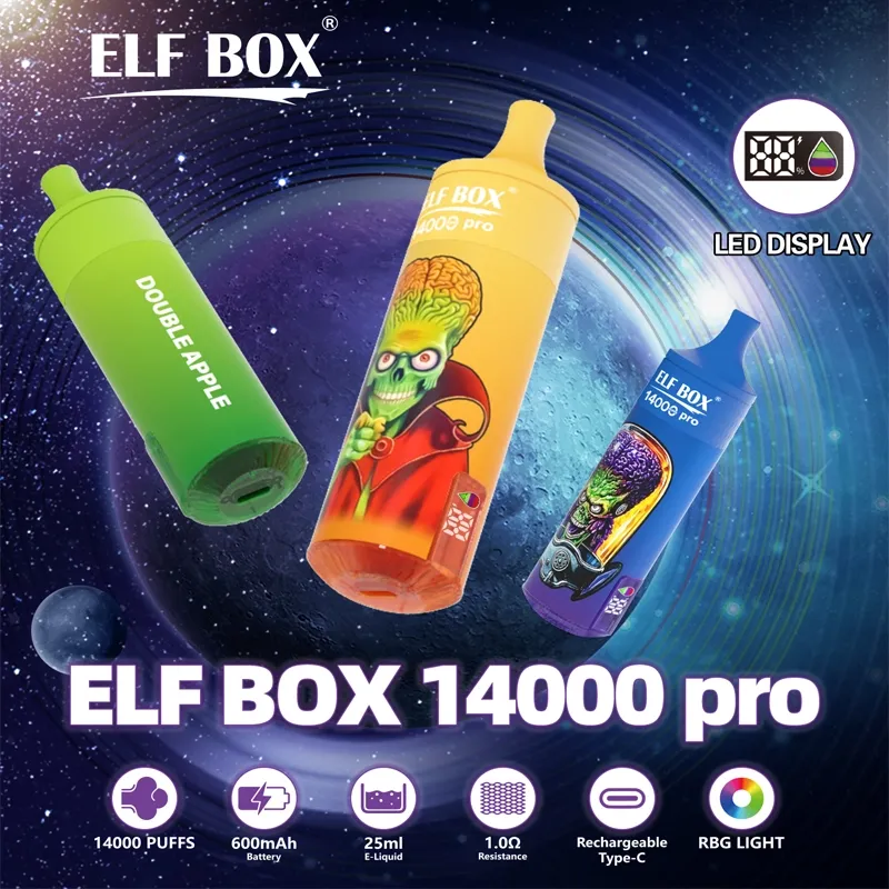 ELF BOX RGB 14000 Pro Disposable Vape Pen | 14000 Puffs | Mesh Coil | LED Display | RGB Light | 0% 2% 3% 5% Nicotine Wholesale - CloudovaVape