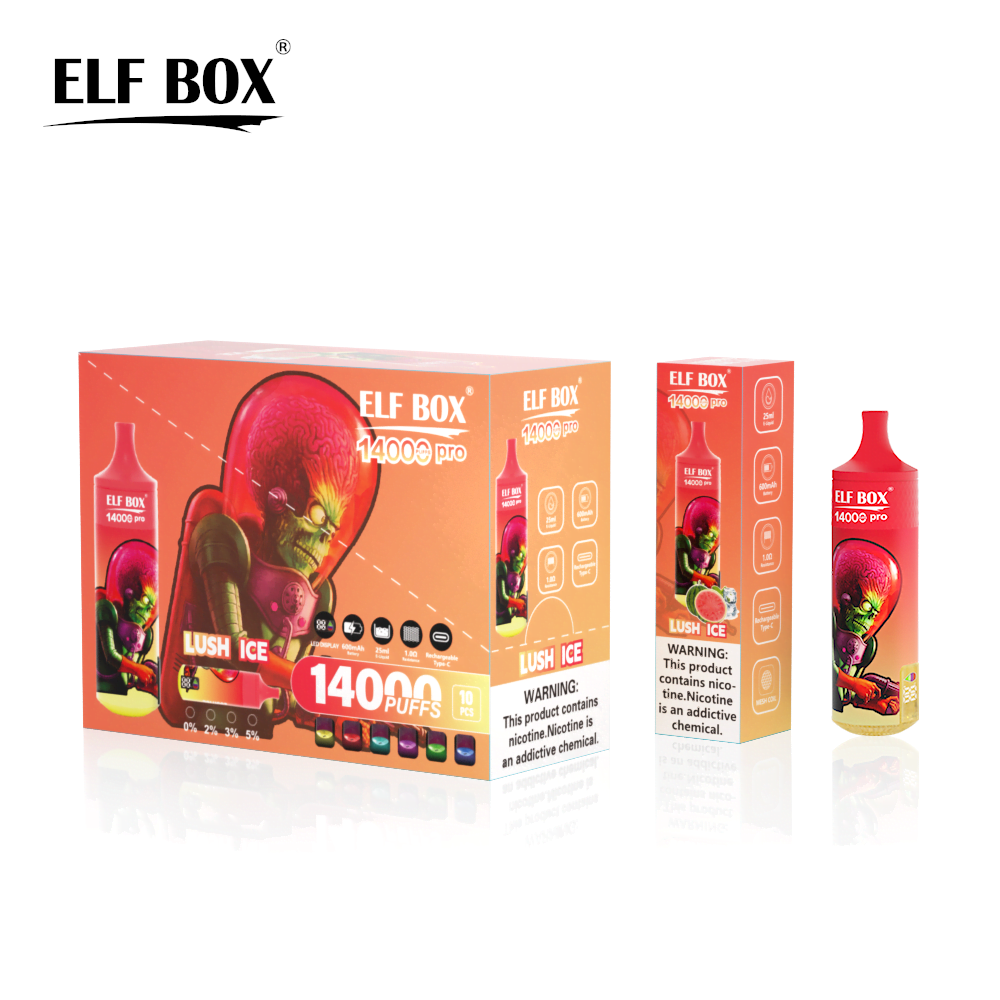 ELF BOX RGB 14000 Pro Disposable Vape Pen | 14000 Puffs | Mesh Coil | LED Display | RGB Light | 0% 2% 3% 5% Nicotine Wholesale - CloudovaVape