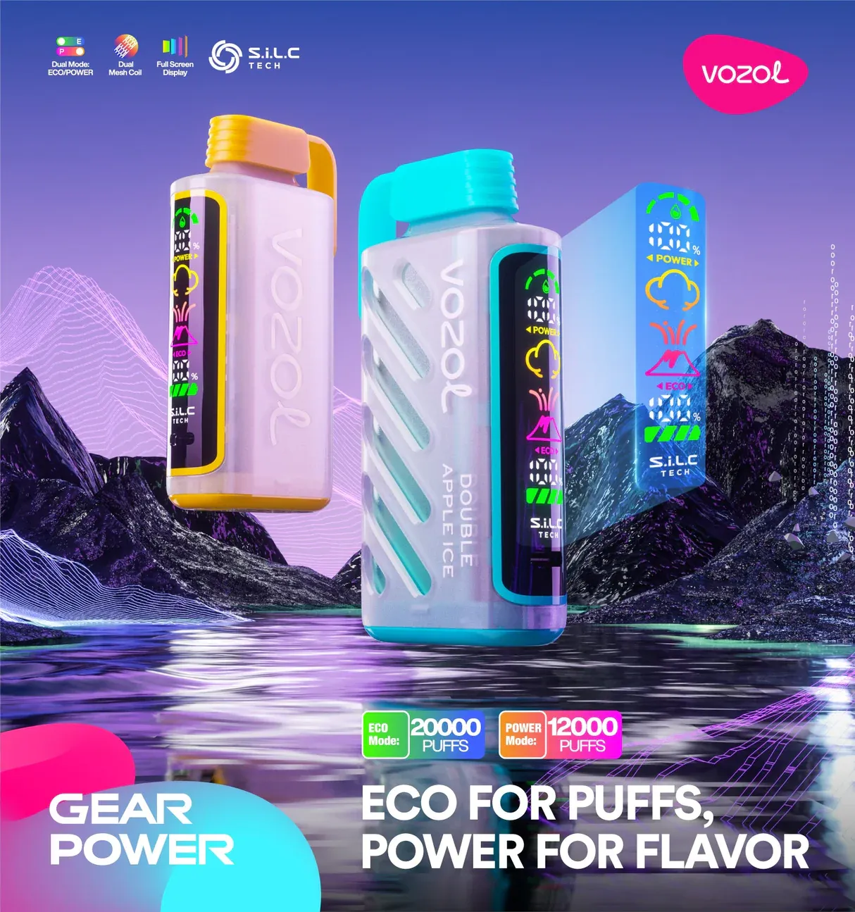 VOZOL Gear Power 20K Puffs Disposable Vape | 20000 Puffs, Rechargeable 650mAh Battery, Smart LED Display & Dual Power Modes | Wholesale - CloudovaVape
