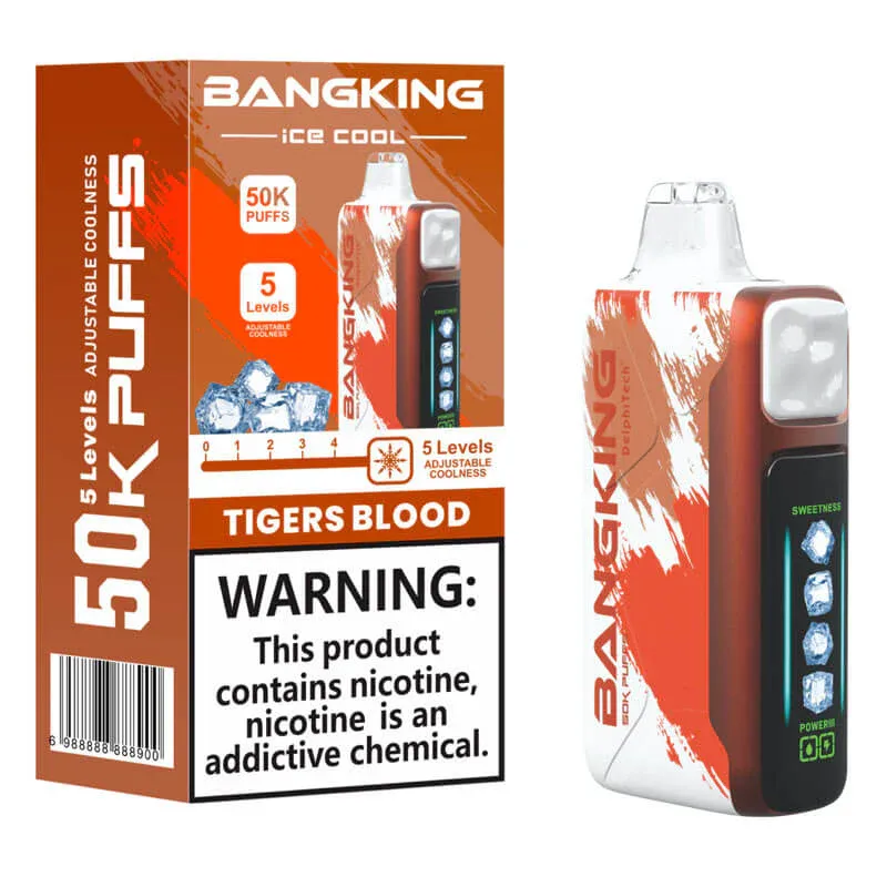 Bang King 50000 Puffs Ice Cool Disposable Vape – 5-Level Adjustable Coolness & Rechargeable Battery | Bulk Vape Wholesale at CloudovaVape