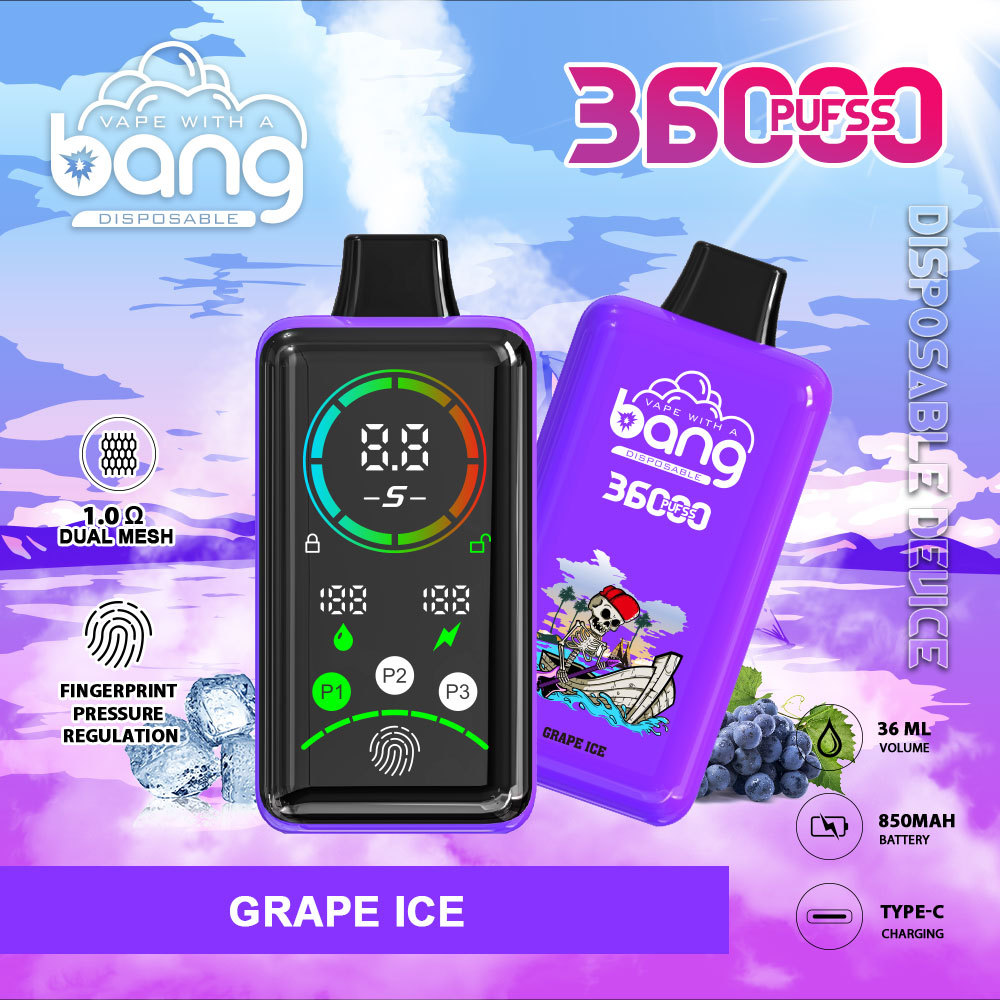 Bang 36000  Puffs Power Disposable Vape | 36,000 Puffs | Advanced Fingerprint & Adjustable Power | Dual Mesh Coil