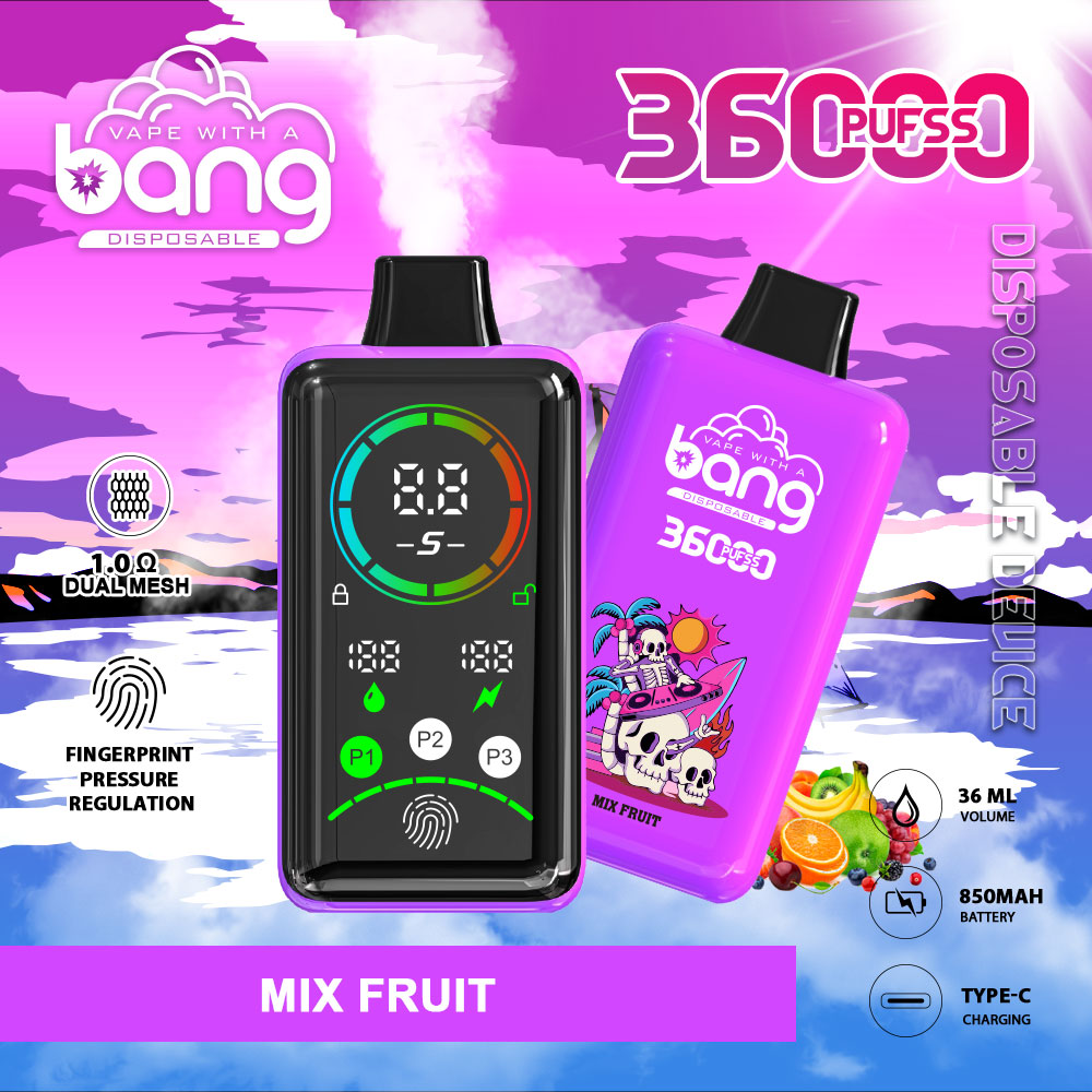 Bang 36000  Puffs Power Disposable Vape | 36,000 Puffs | Advanced Fingerprint & Adjustable Power | Dual Mesh Coil