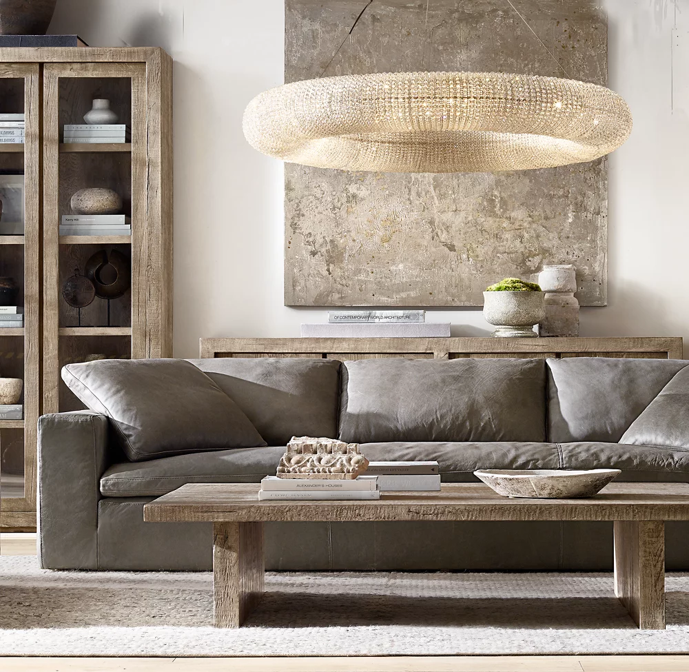 Crystal Halo Clear Round LED Chandelier 72"