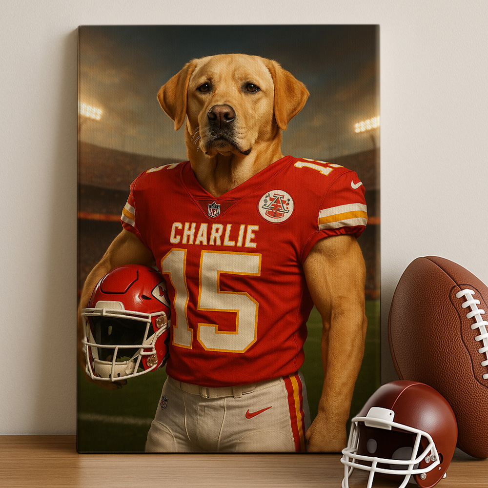 🏈Custom Pet Football Portrait Art Frame NFL NCAA Football Team