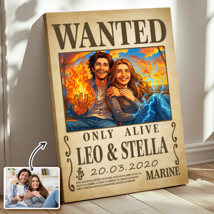 Custom Anime Wanted Couple Portrait Devil Fruits Frame, Akuma no Mi Theme Frame Gift