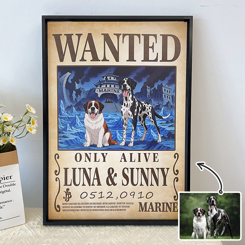 Custom Pet Anime Wanted Portrait, Pirate Theme Frame Gift⚓