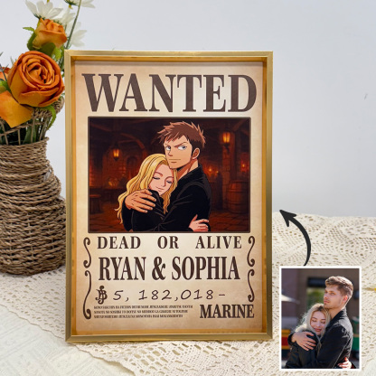 Custom Anime Wanted Couple Portrait, Pirate Theme Frame Gift