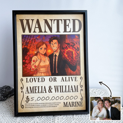 Custom Anime Wanted Couple Portrait Devil Fruits Frame, Akuma no Mi Theme Frame Gift