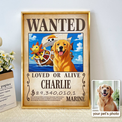 Custom Pet Anime Wanted Portrait, Pirate Theme Frame Gift⚓