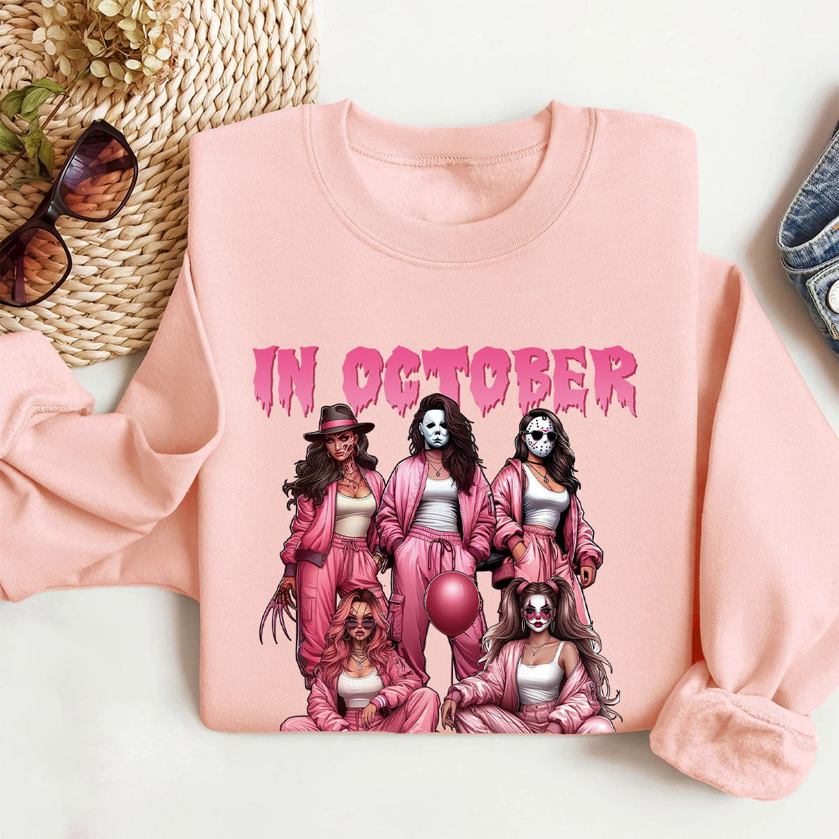 In October We Wear Pink Vintage Halloween Shirt