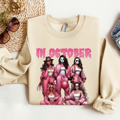 In October We Wear Pink Vintage Halloween Shirt