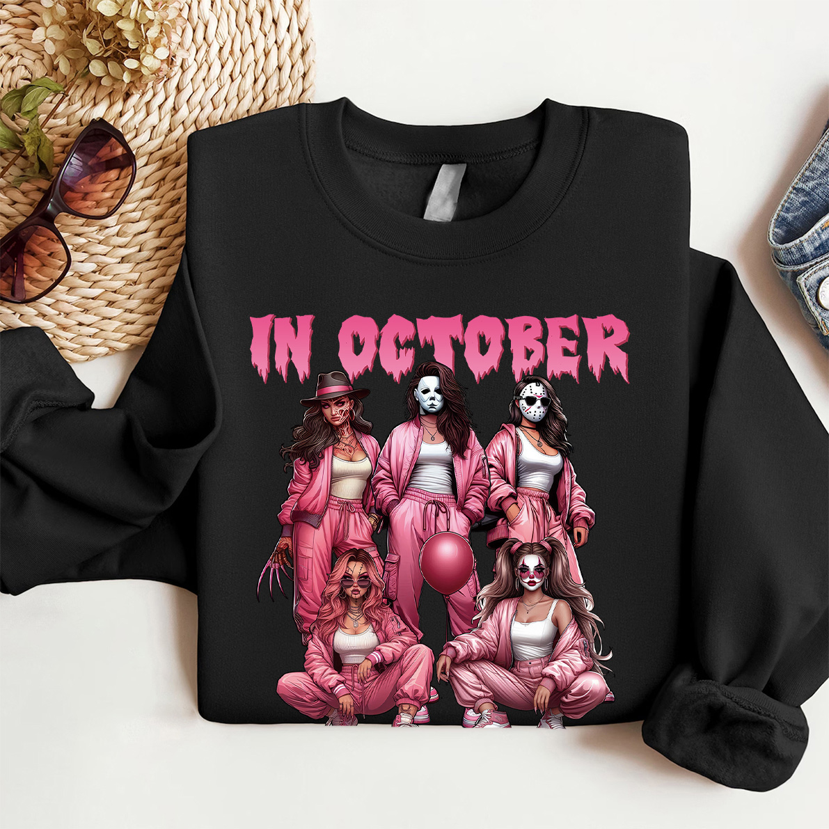 In October We Wear Pink Vintage Halloween Shirt